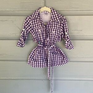 Prodoh Purple Gingham Shirt Dress 12m